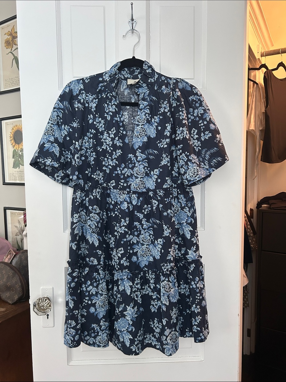 Tuckernuck Navy Mini Dress with Light Blue Floral Print